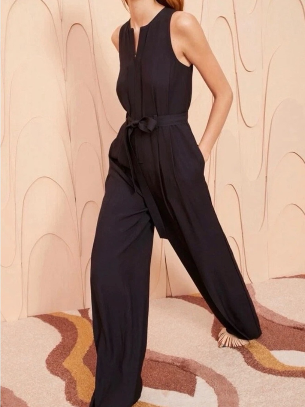 Ulla Johnson Wide-Leg Black Zip-Front Camelia Jumpsuit Size 4